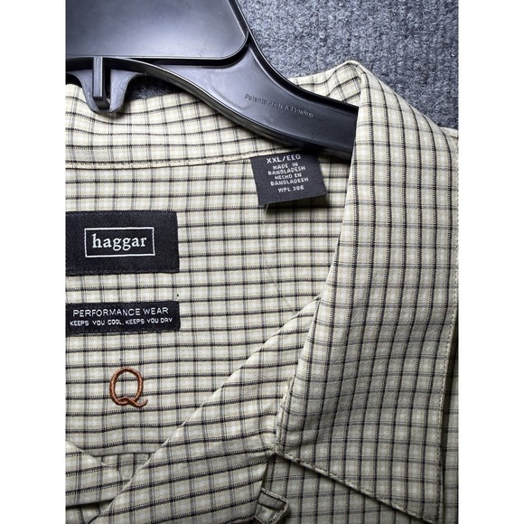 NWT Hagger Men's Sleeve Plaid Print Button Down Shirt Size XXL Keeps You Cool - Picture 5 of 8